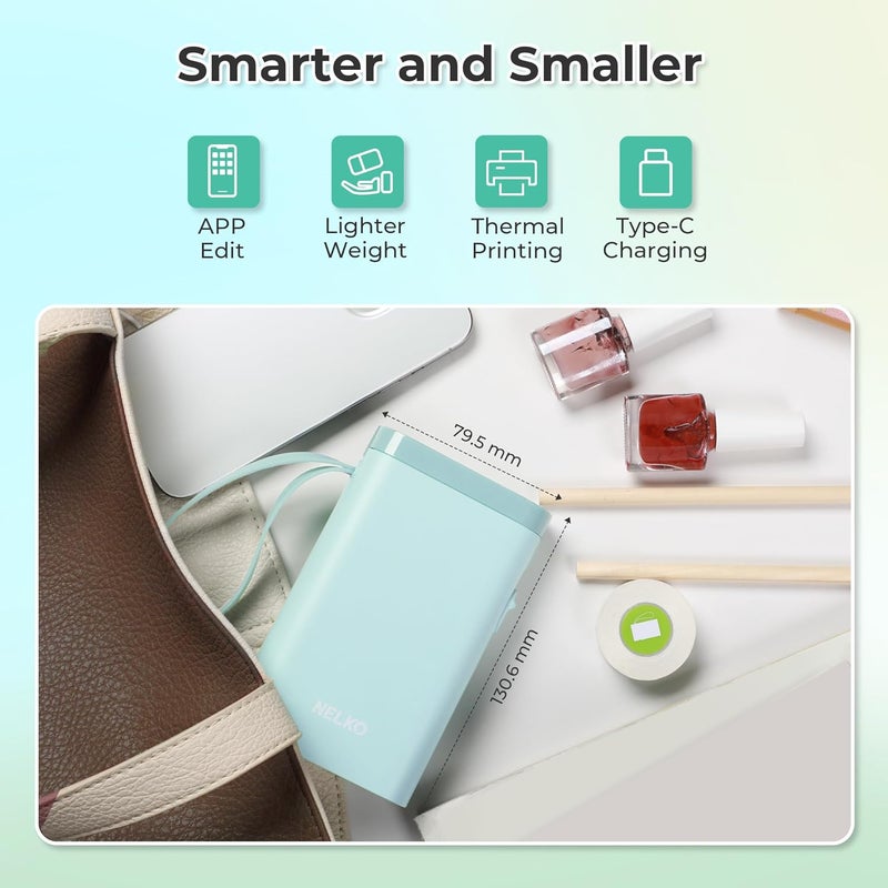 Nelko Label Maker Machine with Tape, P21 Bluetooth Label Printer, Wireless Mini Label Makers with Multiple Templates for School Office Home, Cyan - Image 4